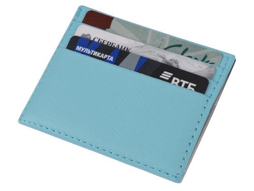 Чехол для карточек и купюр Weekend из ПВХ, голубой — 8 марта с логотипом
