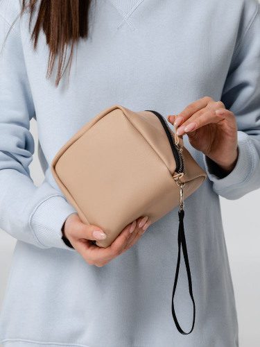 Дорожная косметичка Cubo, бежевая — 8 марта с логотипом