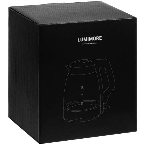 Электрический чайник Lumimore, стеклянный, серебристо-черный — 8 марта с логотипом