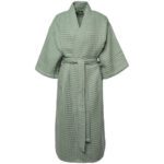 Халат вафельный женский Boho Kimono, зеленая мята — 8 марта с логотипом