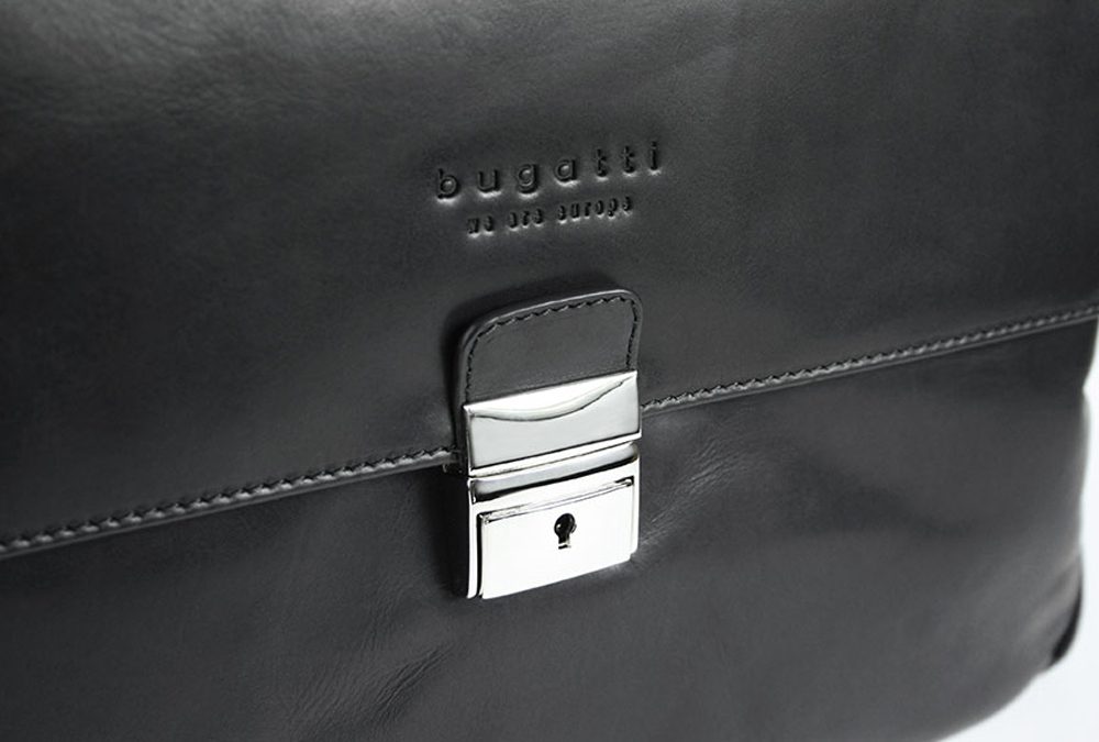 Портфель BUGATTI Romano 15», чёрный, натуральная воловья кожа, 40х12х30 см — Сумки женские с логотипом
