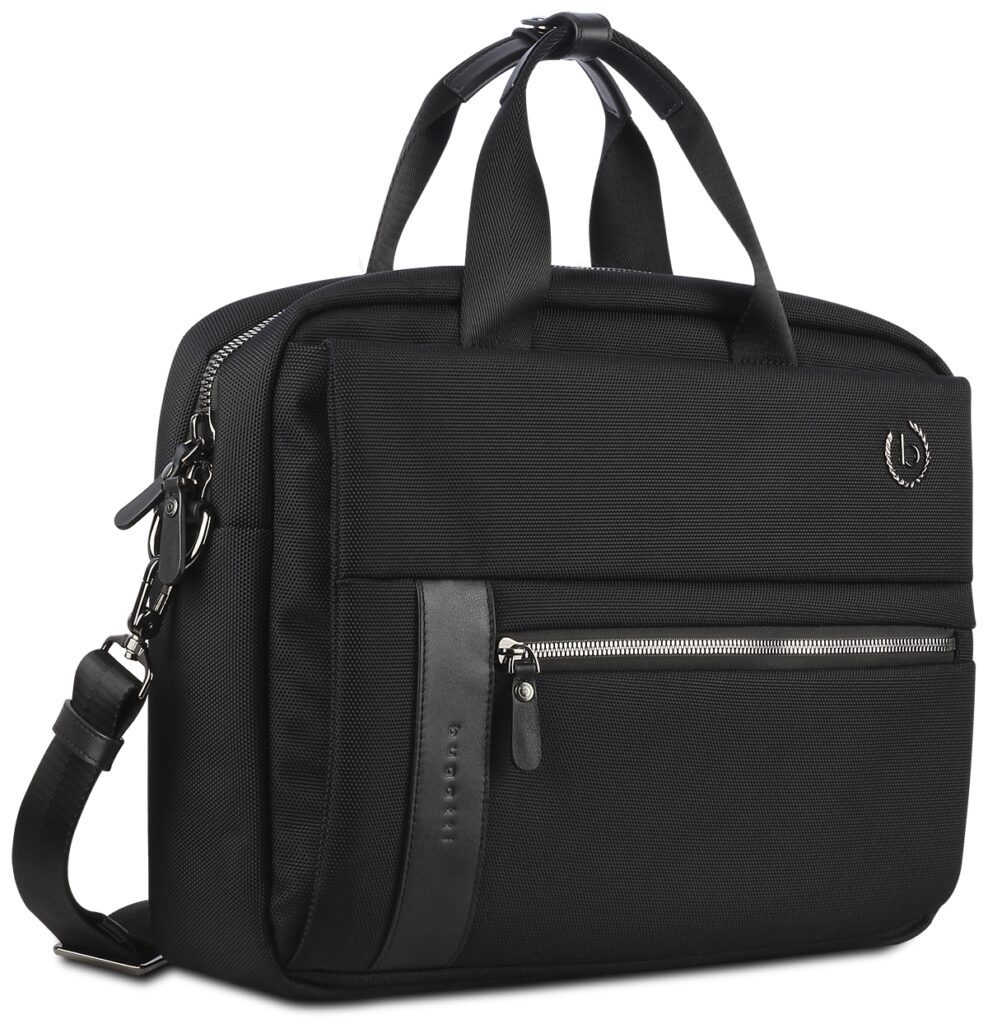 Портфель мужской BUGATTI Nero 15», чёрный, нейлон 1680D/кожа, 42х10х30 см — Сумки женские с логотипом