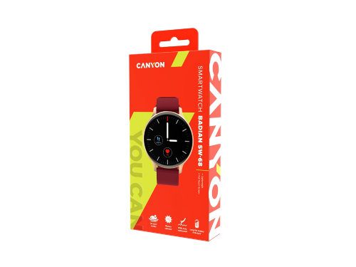Смарт-часы Canyon SW-68 Badian, IP68, темно-красный (Р), уценённый товар — 8 марта с логотипом