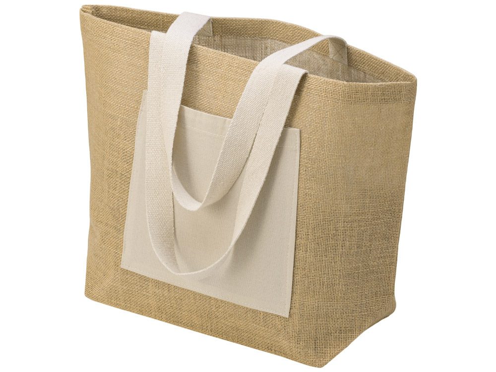 Сумка Jute джутовая с широким дном и карманом — Сумки женские с логотипом