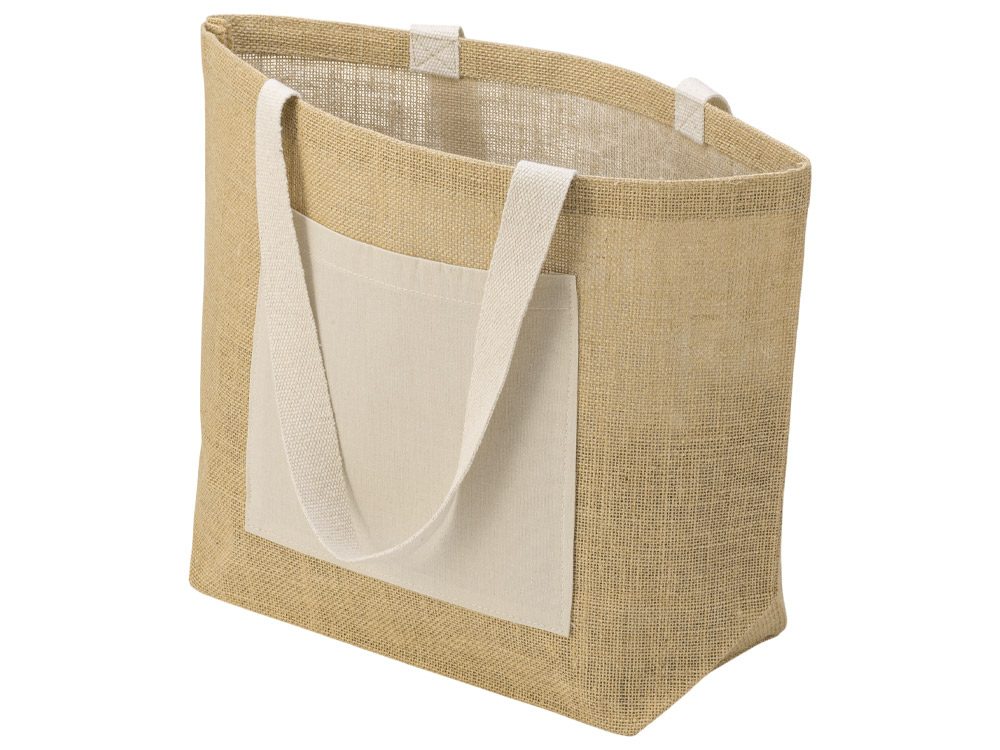 Сумка Jute джутовая с широким дном и карманом — Сумки женские с логотипом