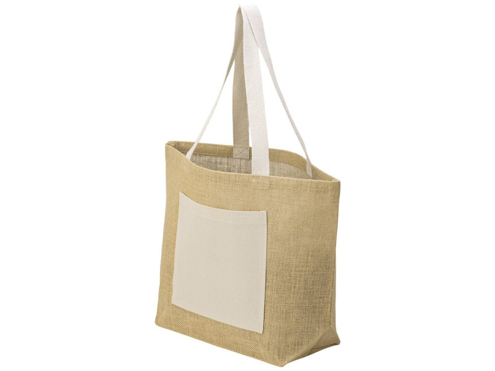 Сумка Jute джутовая с широким дном и карманом — Сумки женские с логотипом