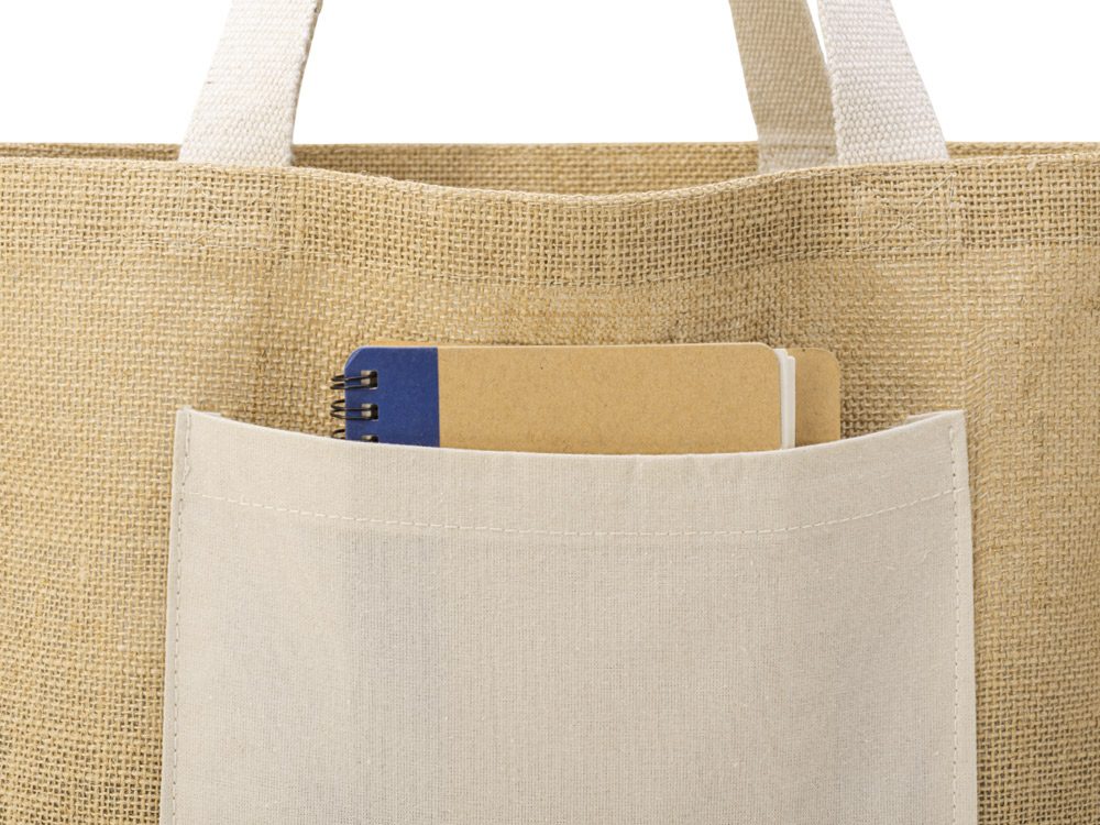 Сумка Jute джутовая с широким дном и карманом — Сумки женские с логотипом