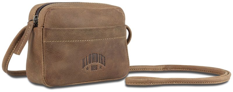 Сумка женская KLONDIKE YUKON «Maya», натуральная кожа в светло-коричневом цвете, 17 х 12 х 4 см — Сумки женские с логотипом