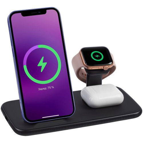 Зарядная станция Smart Nest, черная — 8 марта с логотипом