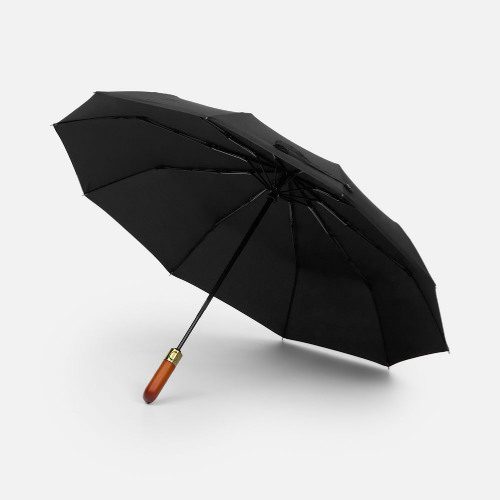 Зонт складной Cloudburst в подарочной упаковке, черный — 8 марта с логотипом